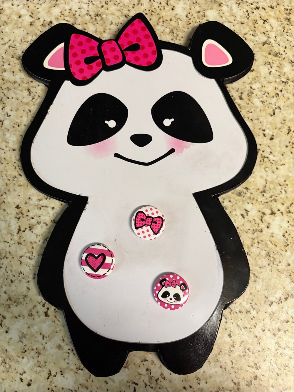 Pink Bow Panda Magnetic Hanging White Board - Kids
